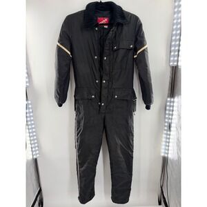 Raven Women's Vintage Snow Suit Black Quilted Insulated Ski Jumpsuit 37 Chest